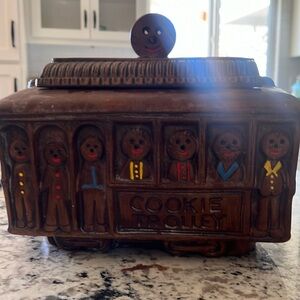 Vintage 11 x 7.5" Treasure Craft San Francisco Cable Car Trolley Cookie Jar USA